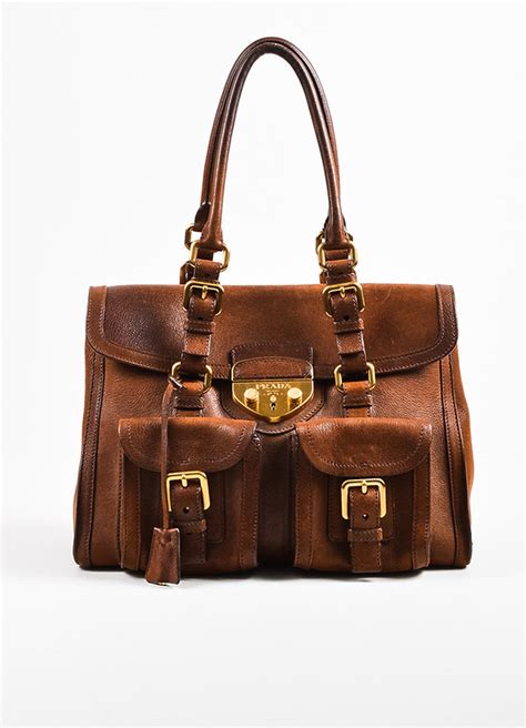 prada leather bag brown|prada buckle bag.